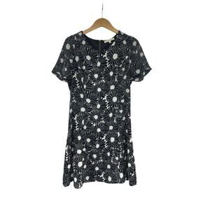 Daniel Rainn Black White Floral Daisy Dress Modest Womens Small